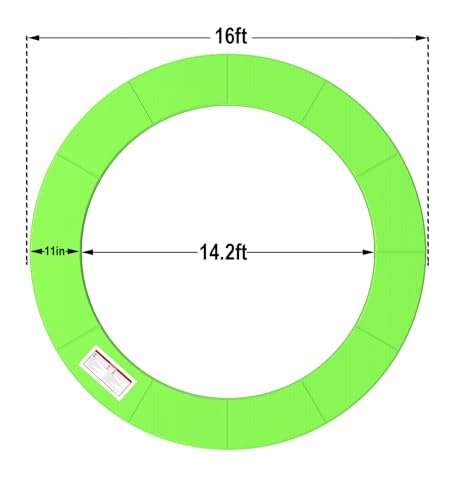 LANGXUN Universal Trampoline Repalcement Safety Pad, 8ft 10ft 12ft 14ft 15ft 16ft Waterproof Surround Spring Foam Cover for Round Frame - color: Green, size: 16ft