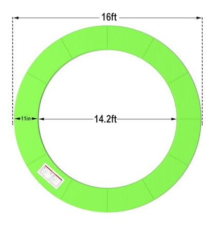 LANGXUN Universal Trampoline Repalcement Safety Pad, 8ft 10ft 12ft 14ft 15ft 16ft Waterproof Surround Spring Foam Cover for Round Frame - color: Green, size: 16ft