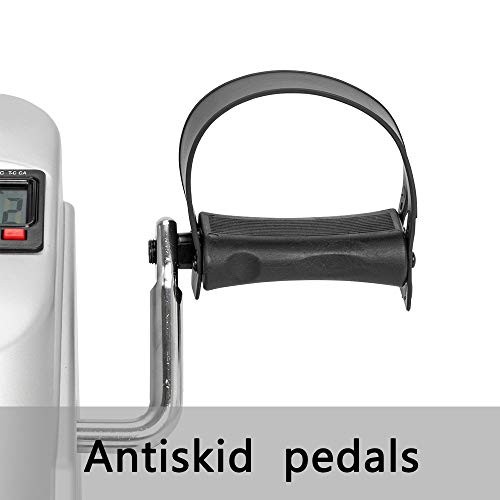 Portable Under Desk Exercise Pedal Bike for Legs and Arms, Durable Leg and Arm Recovery Medical Exerciser with LCD Display (Silver) - color: Silver
