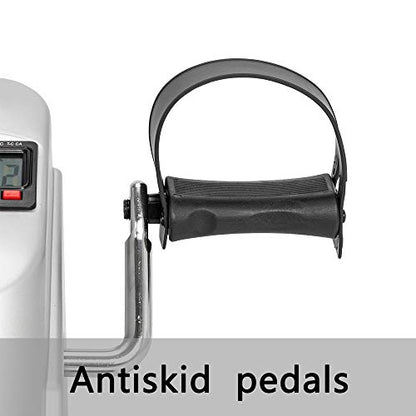 Portable Under Desk Exercise Pedal Bike for Legs and Arms, Durable Leg and Arm Recovery Medical Exerciser with LCD Display (Silver) - color: Silver
