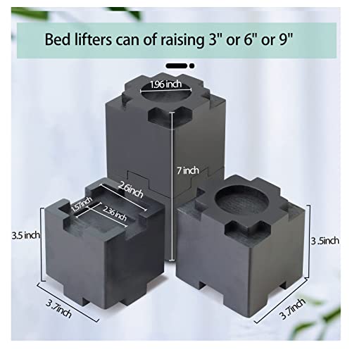 Wood Bed Risers with Non-Slip Rubber Pad, Stackable Furniture Risers Lift Heights 3.5 or 7 Inch Heavy Duty Risers for Sofa, Table, Couch Chair (8 Pack, Black) - color: Large Black 8pack