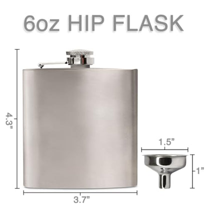 Clear Water Home Goods 6 oz Hip Flask w/Funnel, Stainless Steel - color: Stainless Steel Flask