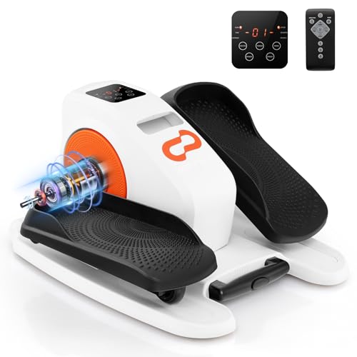Goplus Under Desk Elliptical Machine, Electric Seated Pedal Exerciser with LED Display Monitor, Remote Control, Portable Fully Assembled Ellipse Leg Exerciser for Seniors Adults Home Office
