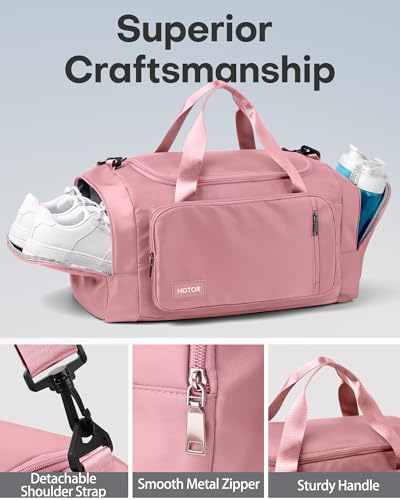 HOTOR Gym Bag, Duffle Bag with Shoe Compartment, Pink 20.5x11x10.6 Inch - color: Pink, size: 20.5" x 11.0" x 10.6"
