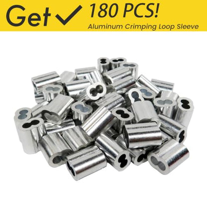 1/16 Wire Rope, 500FT 304 Stainless Steel Cable with 180Pcs Crimp Sleeves, Aircraft Grade, 7x7 Strand, 368lbs Breaking Strength, for Garden Trellis, Clothesline, Railing,Trellis - size: 500 ft