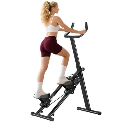soges Stair Stepper w/Handlebar, Folding Vertical Aerobics for Home, Black