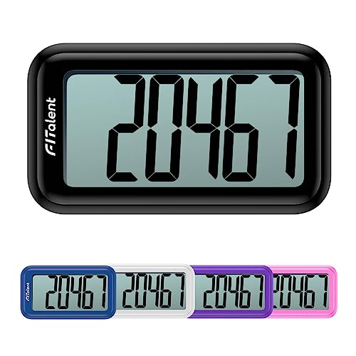 Pedometer for Walking Steps, 3D Accurate Simple Pedometer, Step Counter for Men Women Seniors, Step Tracker with Clip Lanyard - color: Black