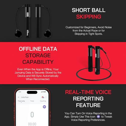Smart Jump Rope with Bluetooth App & Counter, Black