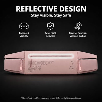 Running Belt Fanny Pack Men Women, Slim No-Bounce Waterproof Phone Holder - color: Pink
