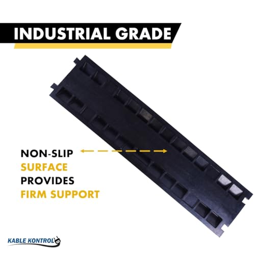 Kable Kontrol Atlas Heavy Duty Cable Protector Ramp - 2 Channel - 1 Pc - 40” Long Black & Yellow - 24,000 Lbs Capacity - Rubber Speed Bump Wire Protector Cord Cover - CP9987 - size: 2 Channel - 40" - 1 Unit