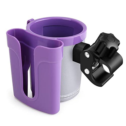 Accmor Stroller Cup Holder with Phone Keys Holder, 3-in-1 Universal Cup Holder, Drinks Bottle Holder for Stroller, Bike, Wheelchair, Walker, Scooter - color: Grey Purple