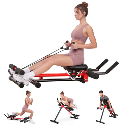 Ab Machine for Home, 2-in-1 Adjustable Ab Rowing Machine, Foldable