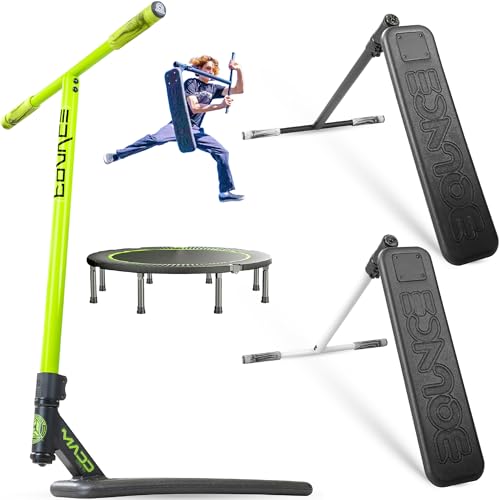 Madd Gear Bounce Trampoline Pro Scooter for Tricks – Real Headtube, Pro T-Bar, Foam Deck – Indoor & Outdoor Stunt Practice - color: GREEN