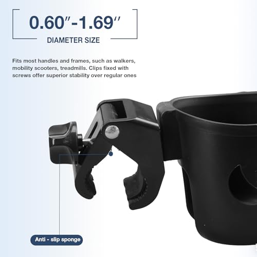 WHLICKS 2-in-1 Walker Cup Holder with Phone Holder，Fit for Wheelchair, Rollator, Scooter, Bike, Mobility, Camper, Stroller with Sturdy,Rotatable,Adjustable,Anti - Slip Clip - size: Patterns
