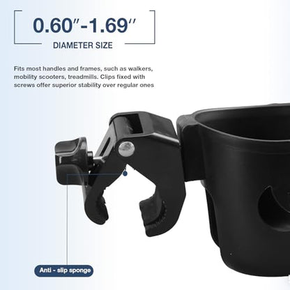 WHLICKS 2-in-1 Walker Cup Holder with Phone Holder，Fit for Wheelchair, Rollator, Scooter, Bike, Mobility, Camper, Stroller with Sturdy,Rotatable,Adjustable,Anti - Slip Clip - size: Patterns