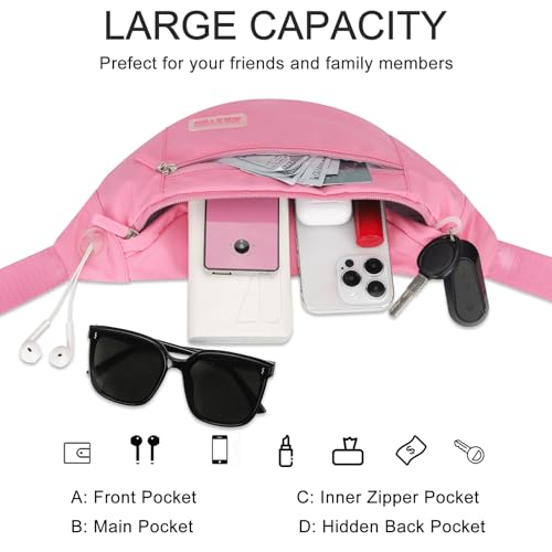 MAXTOP Large Pink Fanny Pack for Women Trendy Cross body Bag with Key Chain - color: Barbie Pink