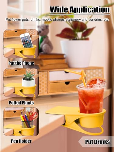 2PCS Clip on Cup Holder for Chair, Kalolary Desk Drink Holder Clamp, Yellow - color: 1PCS Yellow
