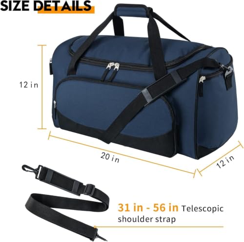 Uarition Gym Bag for Men & Women - 50L Large Travel Duffle Bag, Navy Blue - color: Navy Blue