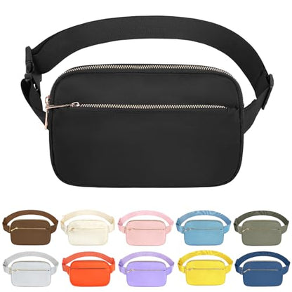 Fashion Fanny Bag-Waist Pack With Adjustable Belt Bag-Unisex Crossbody Pack For Travel Running Hiking-Black - color: 3-Zipper Black