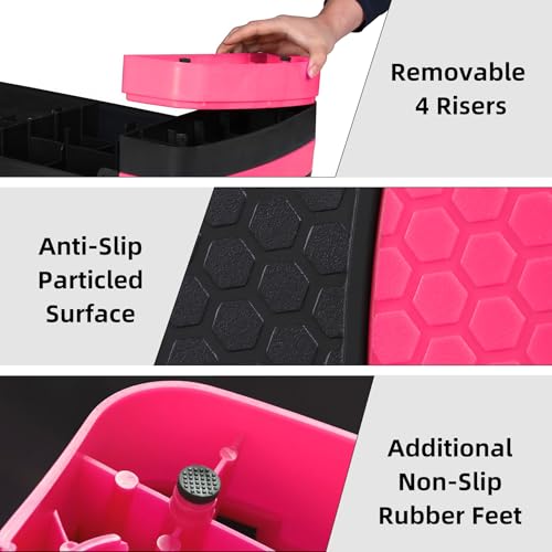 Non-Slip 31 Inch Aerobic Exercise Step Platform 4"-6"-8" Height Adjustable Risers for Home Gym Cardio Training Fitness Workout Stepper Trainer - color: Pink