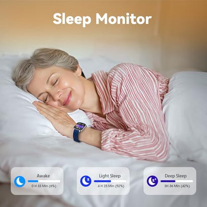 Smart Watch Senior Friendly No App No Phone Required, Waterproof Pedometer - color: Blue