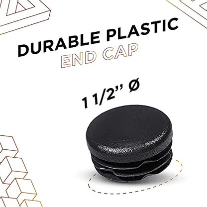 Prescott Plastics 1 1/2” (38.1mm) Outer Diameter Ribbed Plastic Hole Caps, Round Black Metal Tubing End Caps, Strong Furniture Leg Inserts, Impact & Weather Resistant, Made in the USA - 20 Pack - color: 20 Pack, size: 1.5"