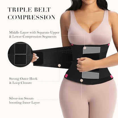 YIANNA Waist Trainer Sauna Sweat Waist Cincher Tummy Control Body Shaper - color: Rose, size: Medium