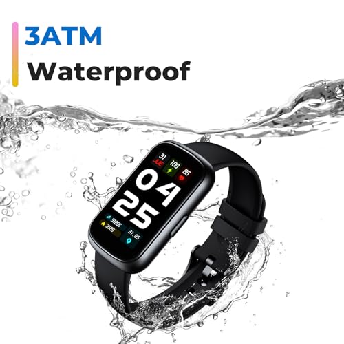 Fitness Tracker Smart Watch, 1.47" Full Touch Health Tracker with 24/7 Heart Rate & Blood Oxygen Monitor, Sleep Tracker, 3ATM Waterproof Step Tracker Activity Tracker for Women Men, Deep Black - color: Deep Black