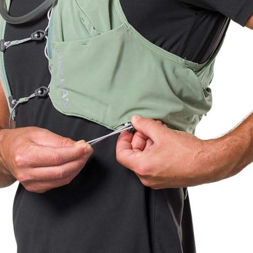 Nathan Hydration Vest 12L for Running & Hiking - Quick-Fit Adjustments, Breathable Mesh, 1.6L Insulated Bladder, Lightweight 8.8 oz, 6 Power Mesh Pockets, Diagonal Zip - Pinnacle Pro - size: Large, style: Sage Green