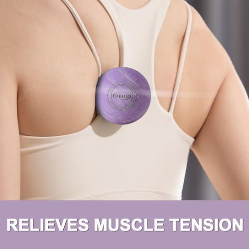 Massage Lacrosse Ball, 2.5 Inch Firm Solid Rubber Deep Tissue Ball for Myofascial Release, Plantar Fasciitis & Muscle Knot Relief, for Foot, Glutes, Shoulder Blades, Calves, 1 Count Purple-03 - color: Purple-03
