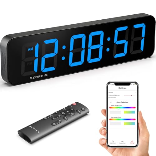 15.2" Digital Wall Clock with App & Remote Control, Customizable RGB Colors