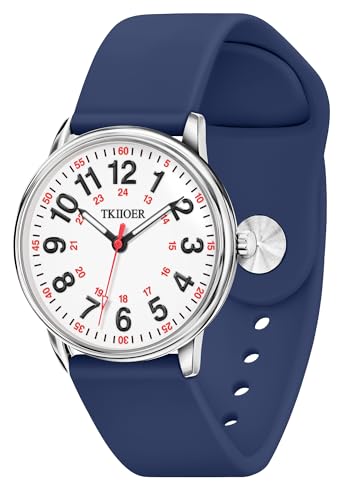TKIIOER Nurse Watch for Nurse Medical Professionals Students Women Men, 50M Waterproof 12/24 Hour Military Time Luminous Easy Read Dial, Second Hand Watch for Nursing - color: Navy