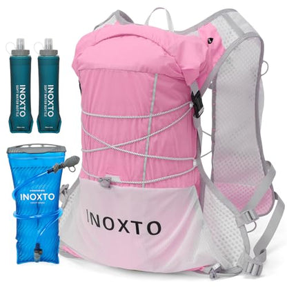 IX INOXTO Running Vest Hydration Backpack, Lightweight Running Backpack Hydration Pack with 1.6L Water Bladder Daypack for Trail Running Hiking Cycling Race Marathon for Women Men - color: Pink