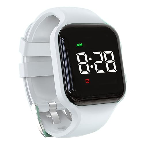 Vibrating Alarm Watch Rechargeable 15 Alarm Reminder Wristband Potty Training Watch with Lock Screen - color: White