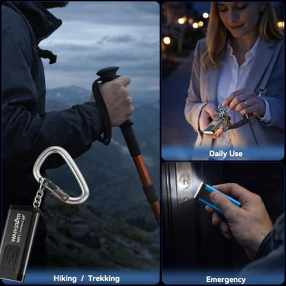 WARSTAR Keychain Flashlight with Personal Safety Alarm, 200LM Mini EDC Light, USB-C Rechargeable Emergency Siren for Women & Night Safety (6pack,Black*3&Blue*3) - color: 6pack,Black*3&Blue*3