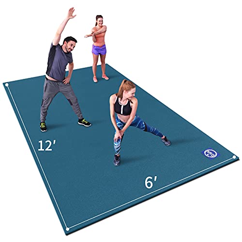 MRO Extra Large Exercise Mat 15'x6'/12'x6'/9'x6'(7mm) - color: blue, size: 6*12 FT