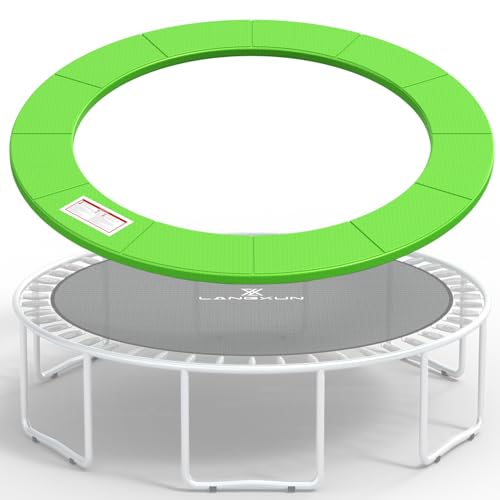 LANGXUN Universal Trampoline Repalcement Safety Pad, 8ft 10ft 12ft 14ft 15ft 16ft Waterproof Surround Spring Foam Cover for Round Frame - color: Green, size: 15ft