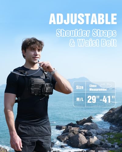 Zelvot Running Vest with 2L Water Bladder, Hydration Backpack, U.S. Design Patent, Lightweight Hydration Pack with Gear Holder, Reflective Chest Pack for Men Women - color: Camo Khaki, size: Medium-Large