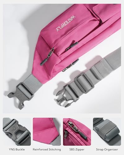 WATERFLY Small Crossbody Fanny Pack, Slim Waist Bag Chest Pouch Pink - color: Pink