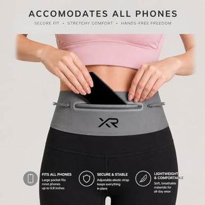 Running Belt Waist Pack for Men & Women, Slim Running Fanny Pack- Adjustable Fitness Waist Pouch, Bounce Free Jogging Belt, Waterproof Zipper, Reflective Running Gear (Gray) - color: Gray