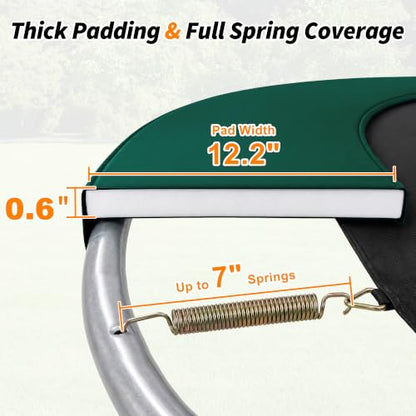 Exacme Double-Sided Round Trampoline Spring Cover, Replacement Safety Pad - color: Dark Green, size: 12FT