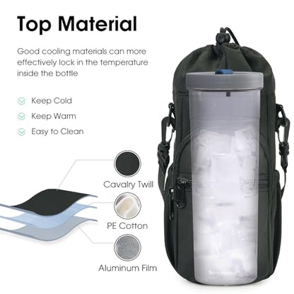 sportsnew 40oz Crossbody Water Bottle Bag for Gym Hiking - color: Black