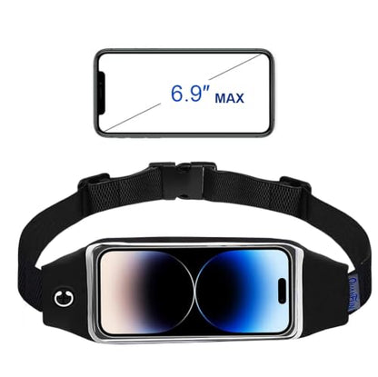 Running Belt,Fanny Pack Fits Phones UP to 6.5" for Women Men,Black and Pink - color: Black