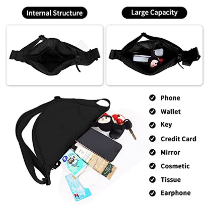 Nylon Crescent Crossbody Bag for Women Purses Trendy Men,Small Travel Sling Bag Hobo - color: Black, size: Large