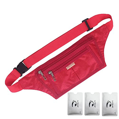 Naoki Outdoor Sports Running Jogging Cycling Hiking Camping Climbing Travel Ultra-thin Waterproof Polyester Waist Pack/Bag Runner Belt(Red) - color: Z-Red