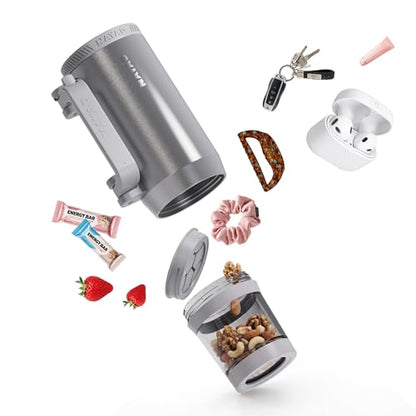 23oz Insulated Tumbler with Foldable Handle & 10oz Snack/Pill Box Container - color: Metal Gray