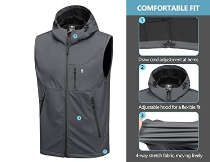 Little Donkey Andy Men's Lightweight Golf Vest Outerwear - color: Hooded Gray, size: XX-Large
