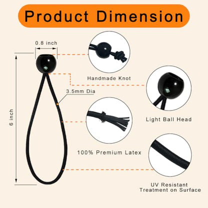 35 Pack Ball Bungee Cord, 6 Inch Bungee Cords with Balls for Cargo、Tents、Camping、Holding Wire and Hoses、Tent Poles UV Resistant