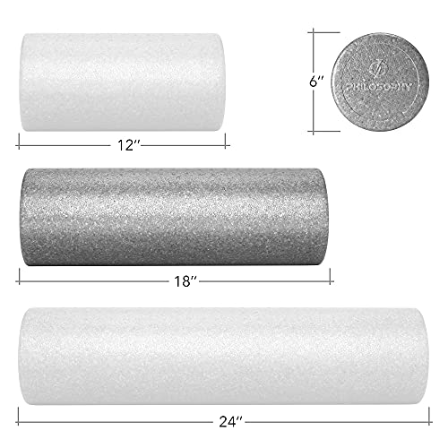 Philosophy Gym 18" High-Density Foam Roller for Exercise, Massage, Muscle Recovery - Round, Gray - color: Gray, size: 18 Inch