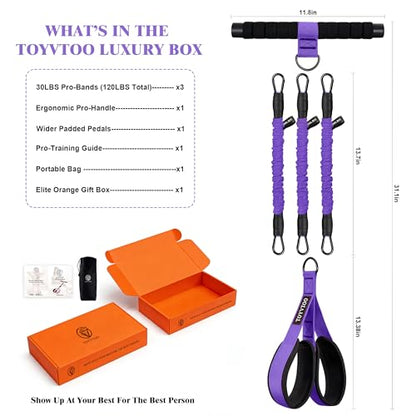 3-Tube Pedal Resistance Band w/Handles, 30/40LBS Sit Workout Gear - color: purple, size: 30lbs
